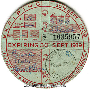 1939 tax disc